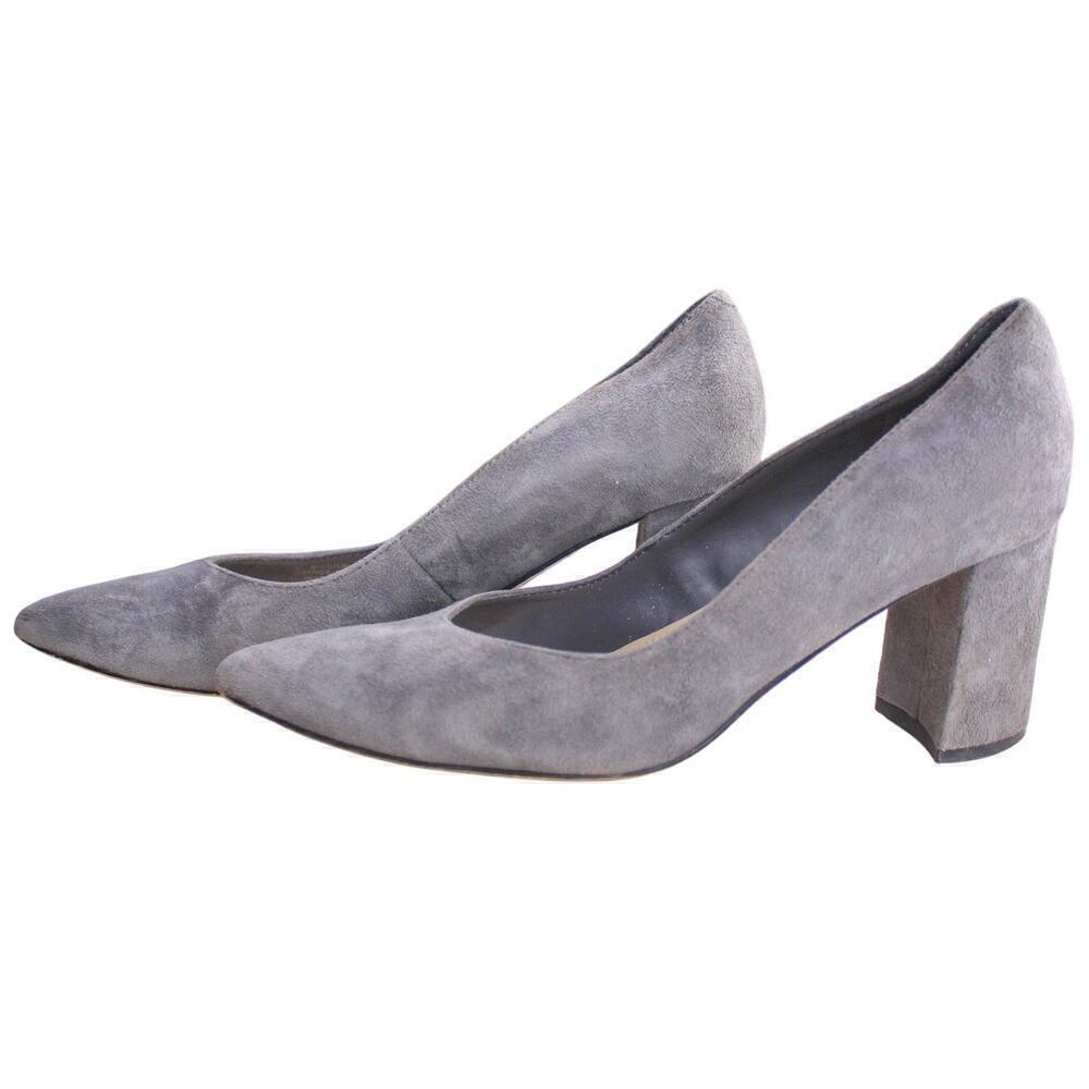 Marc Fisher Caitlin Gray Suede Block Heel Pumps Minimalist Classic 6.5